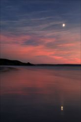 Moon rise at Newgale by Leanne